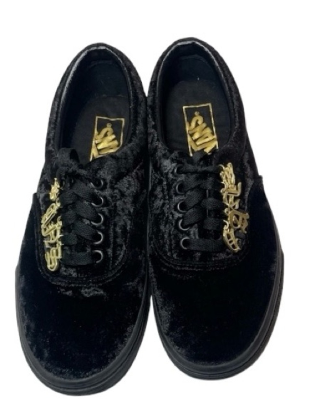 Vans Era Velvet Black Gold Charm Sneakers Women’s 8 Men’s 6.5 Streetwear